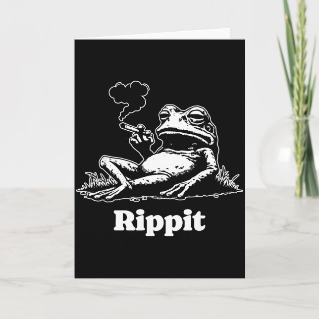 Rippit Frog Stoner Weed Smoker Funny  Card (Front)