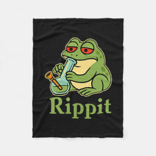 Rippit Stoner Frog Smoking Stoner Illustration Fleece Blanket