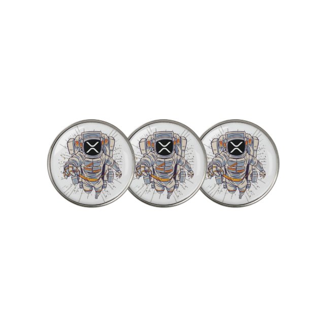 Ripple Astronaut - Xrp Crypto  Golf Ball Marker (3 Up)