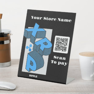 Ripple cryptocurrency - XRP Qr code  Pedestal Sign