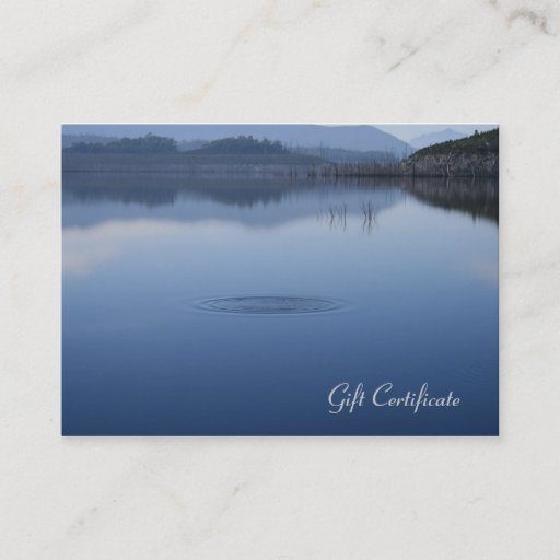Customizable Ripple in Still Blue Water - Gift Certificate Business Cards