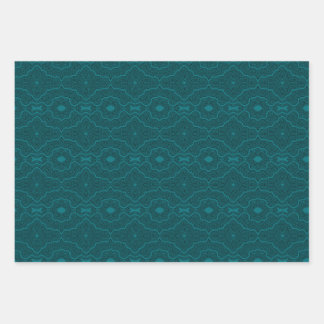 Ripple Line Work Rich Teal Variant Wrapping Paper Sheets