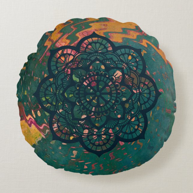 Ripple Mandala Throw Pillow (Front)