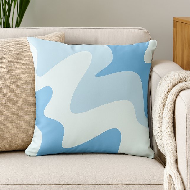Ripple Rhythm Blue Tones Throw Pillow (Creator Uploaded)