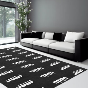 Ripple tooths abstract black and white rug