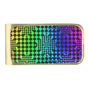 Rippled Checkers by Kenneth Yoncich Gold Finish Money Clip