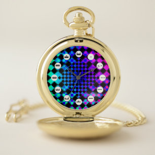 Rippled Checkers (Mayan Face)by Kenneth Yoncich Pocket Watch
