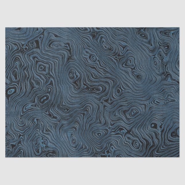 Rippled Faux Silk Moire in Rich Teal Blue  Tissue Paper (Front)