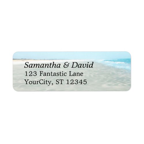 Rippled Sand Aqua Water Photo Modern Beach Label