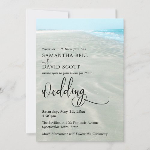 Rippled Sand Aqua Water Photo Modern Beach Wedding