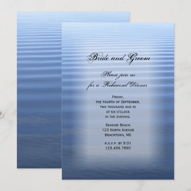 Rippled Water Wedding Rehearsal Dinner Invitation (Front/Back)