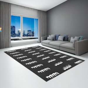 Ripples Abstract Black and White art Rug