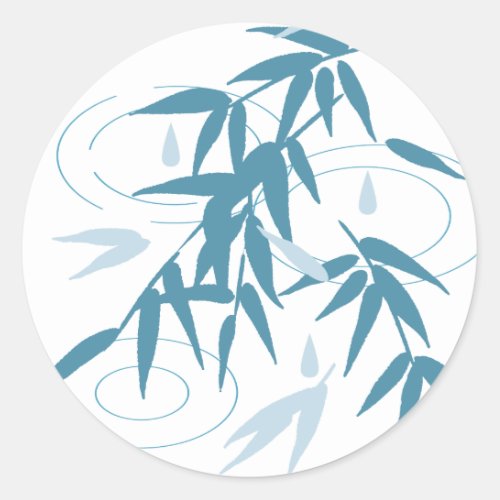 Ripples and Bamboo Leaves After Rain Classic Round Sticker
