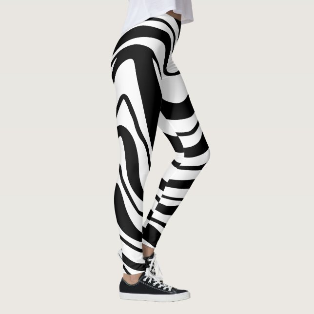 Ripples Black and White Leggings (Right)