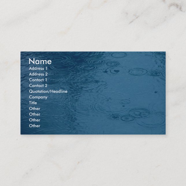 Ripples Form Rain On Puddle Business Card (Front)