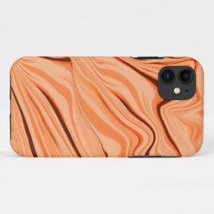 Ripples in shades of orange, curved brown cylinder iPhone 11 case