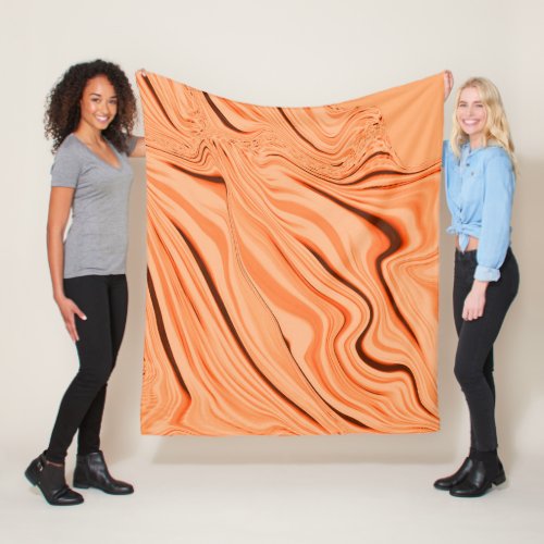 Ripples in shades of orange curved brown cylinder fleece blanket