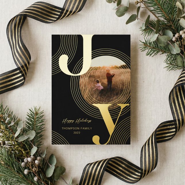Ripples of Joy Modern Abstract Concentric Circles Foil Holiday Card (Ripples of Joy Modern Abstract Concentric Circles Foil Holiday Card)