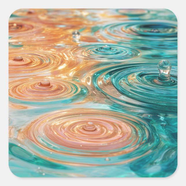 Ripples of Tranquility Abstract Water Harmony Square Sticker (Front)
