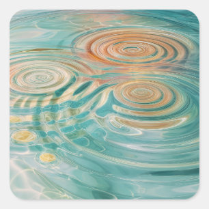 Ripples of Tranquility Abstract Water Harmony Square Sticker
