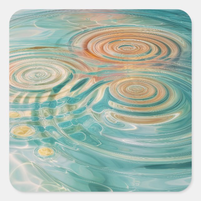 Ripples of Tranquility Abstract Water Harmony Square Sticker (Front)