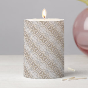 Ripples on a sandy beach diagonal pattern pillar candle