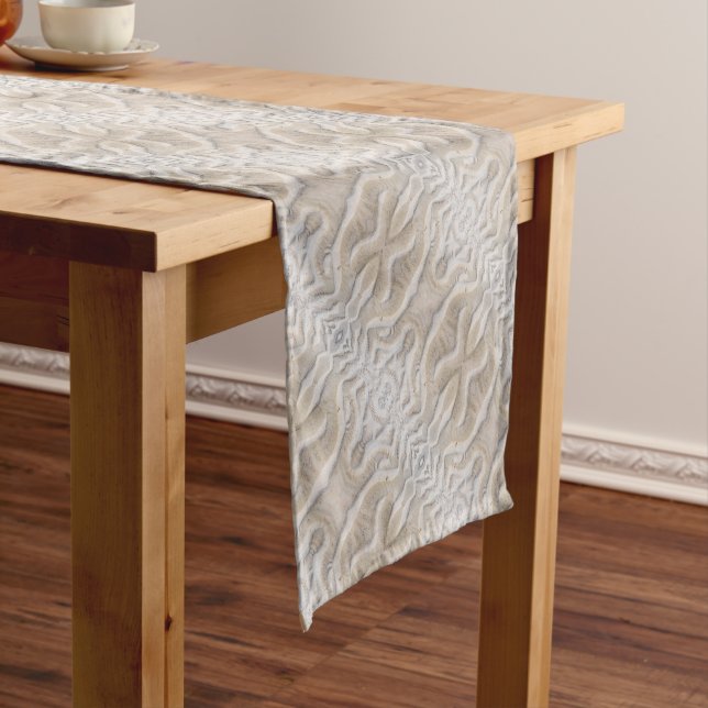 Ripples on a sandy beach diagonal pattern short table runner (In Situ)