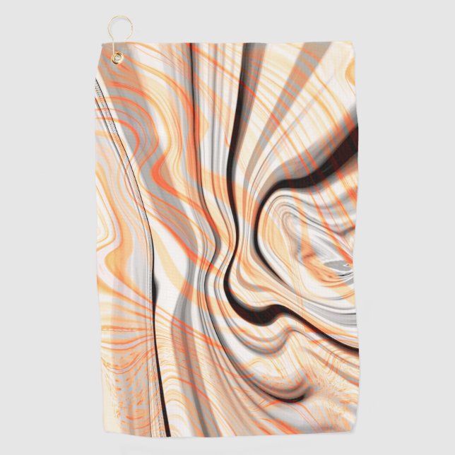 Ripples on pearly cream beige, brown & pale orange golf towel (Front)