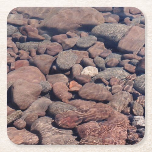 Ripples  Rocks on the North Shore Lake Superior Square Paper Coaster