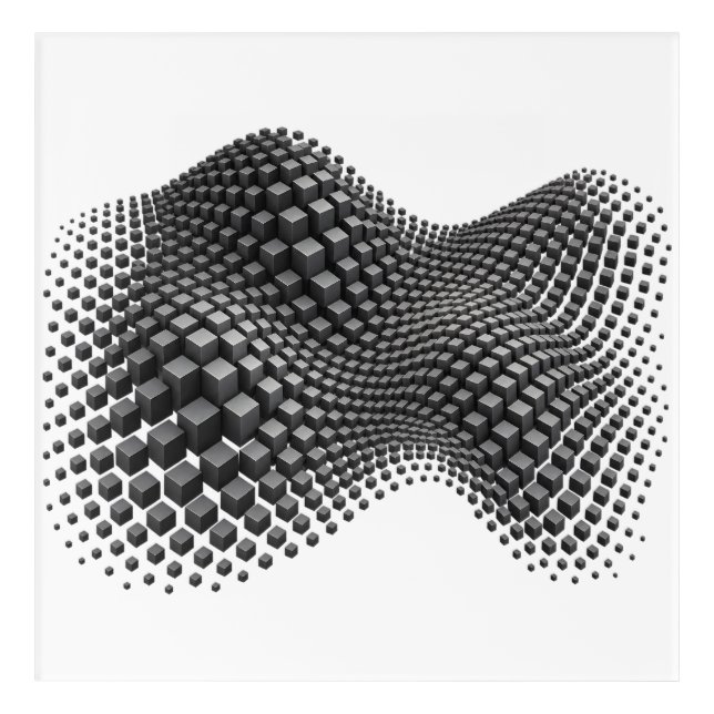 Rippling Metal Cube Wave Acrylic Print (Front)