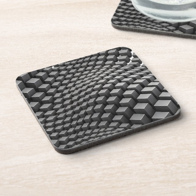 Rippling Metal Cube Wave Beverage Coaster (Left Side)