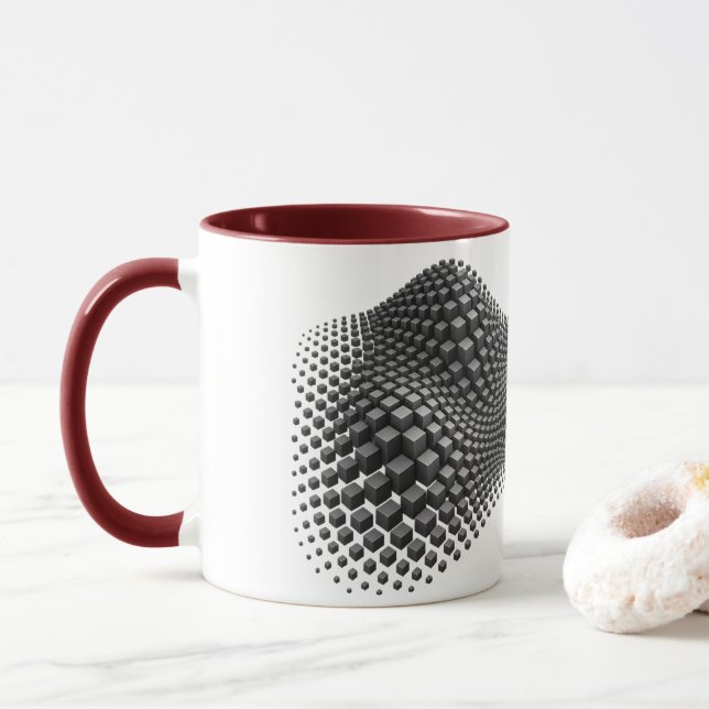 Rippling Metal Cube Wave Mug (With Donut)