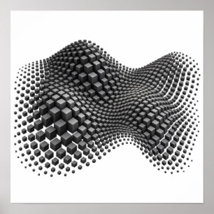 Rippling Metal Cube Wave Poster