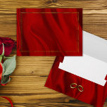 Rippling Red Silk and Gold Frame Wedding Envelope<br><div class="desc">A very luxurious and sophisticated red wedding envelope (or perhaps could be used for any other event) featuring a pattern of rippling red silk, with a pair of golden wedding rings on the back of the envelope at the bottom. On the front of the envelope is a decorative, thin double...</div>