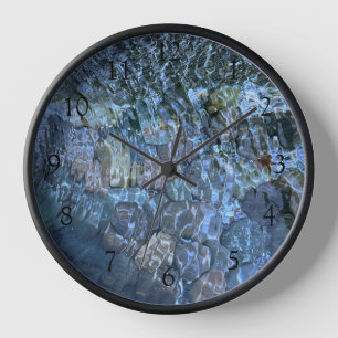 Rippling water, brook, steam, Underwater Stones Clock