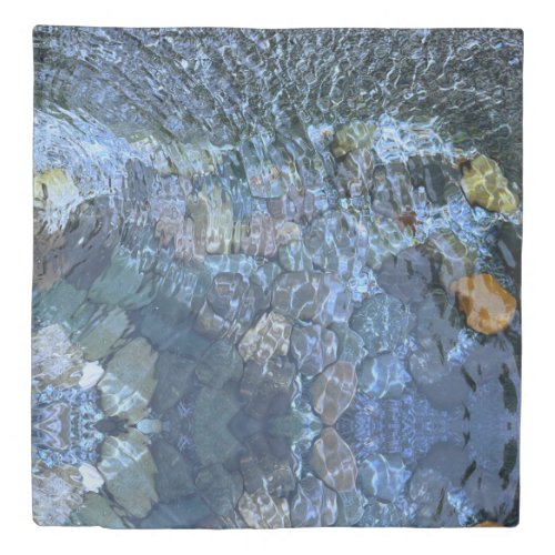 Rippling water brook steam Underwater Stones Duvet Cover