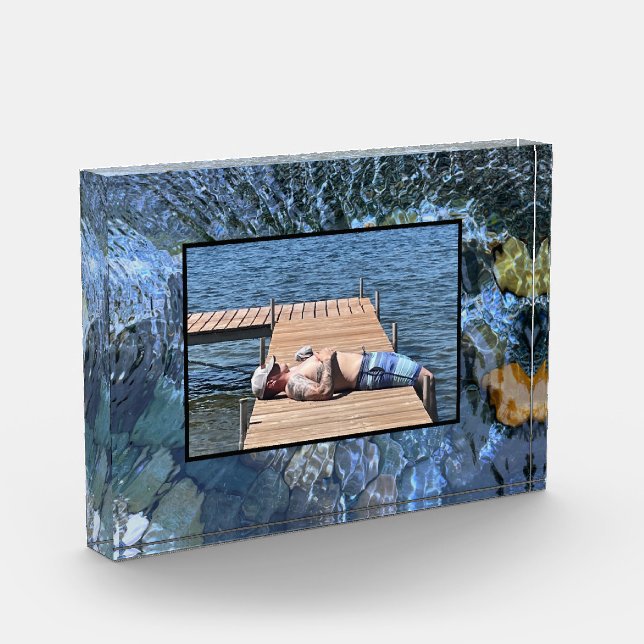 Rippling water, brook, steam, Underwater Stones Photo Block (Left)