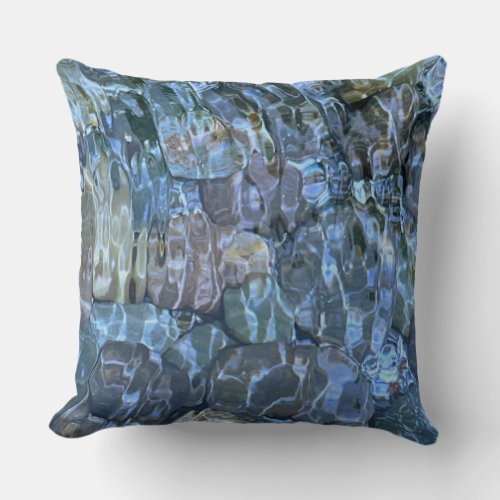 Rippling water brook steam Underwater Stones Throw Pillow