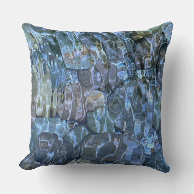 Rippling water, brook, steam, Underwater Stones Throw Pillow (Front)