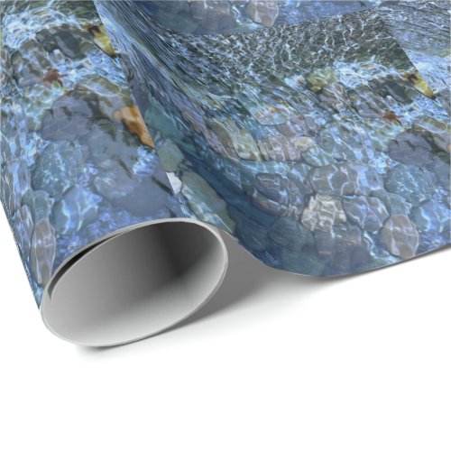 Rippling water brook steam Underwater Stones Wrapping Paper