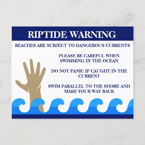 Riptide Warning Dangerous Ocean Safety Rip Current Postcard