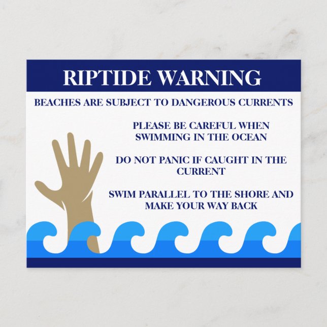 Riptide Warning Dangerous Ocean Safety Rip Current Postcard (Front)