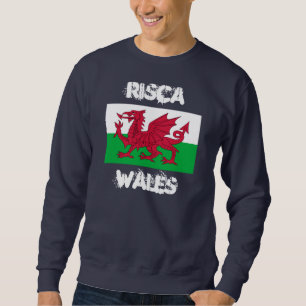 Risca, Wales with Welsh flag Sweatshirt