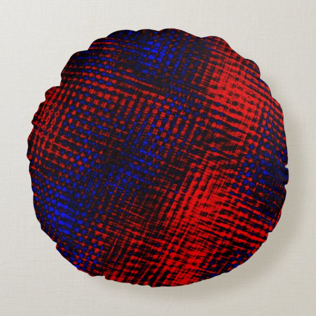 Riscos vermelhos cruzados e fundo azul? round pillow (Front)