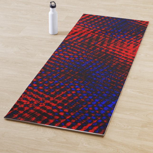 Riscos vermelhos cruzados em fundo azul? yoga mat (In Situ)