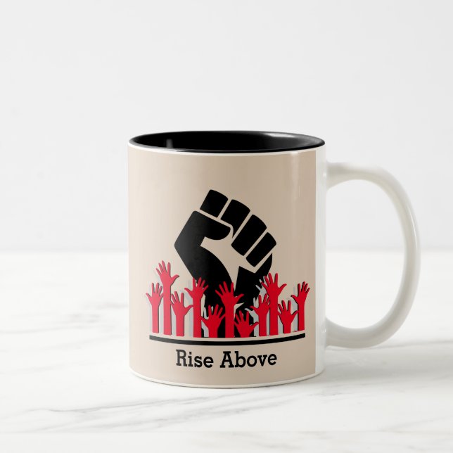 RISE ABOVE Black History Month Two-Tone Coffee Mug (Right)