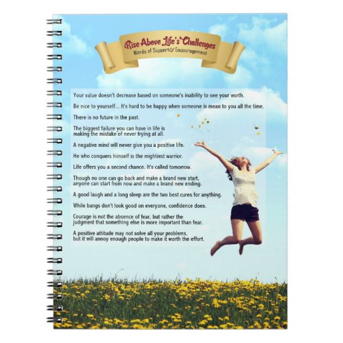 Rise Above Lifes Challenges_humor hope  courage Notebook