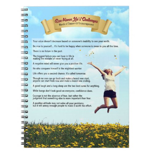 Rise Above Lifes Challenges_humor hope  courage Notebook