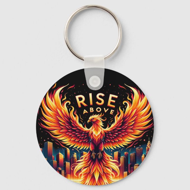 Rise Above Phoenix Fire Keychain (Front)