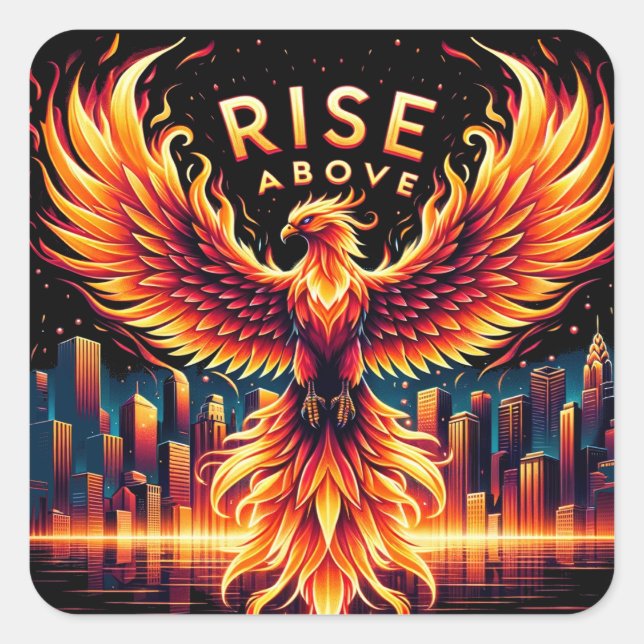 Rise Above Phoenix Square Sticker (Front)
